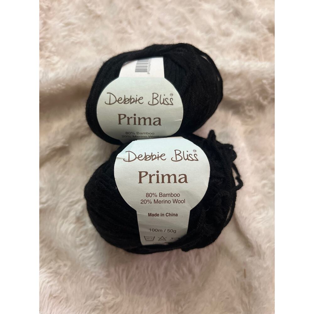 Debbie bliss‎ prima 2 skeins black bamboo/merino wool